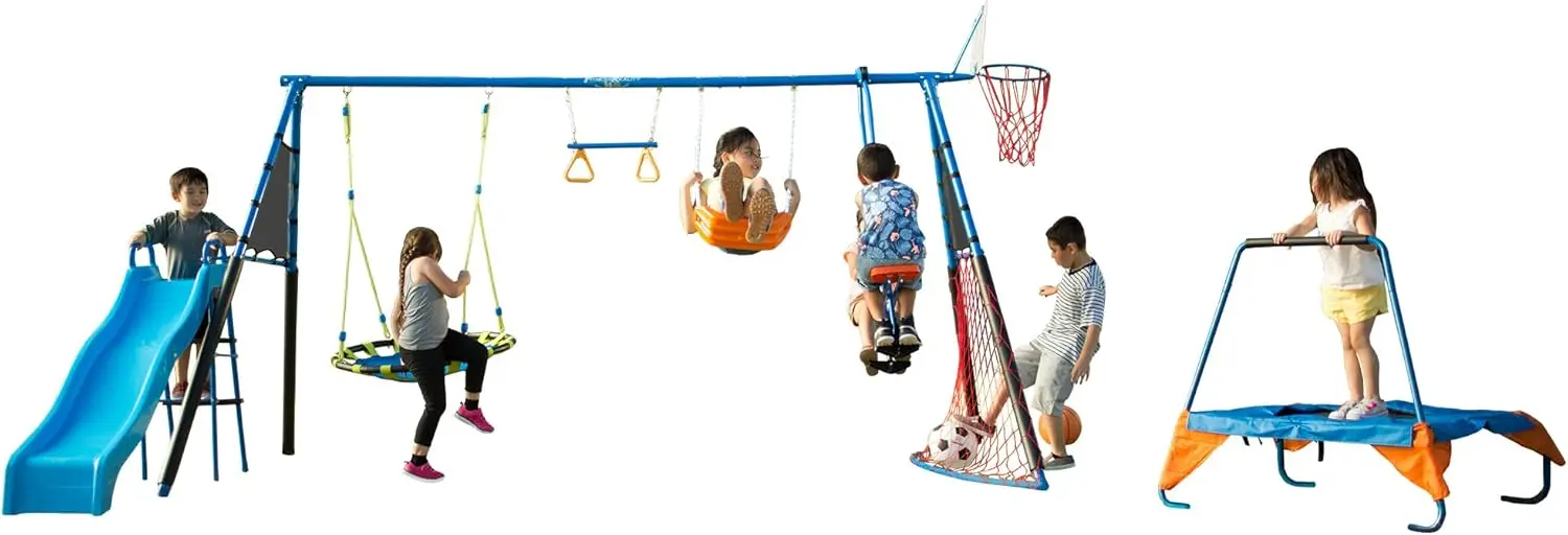 

‘The Ultimate’ 8 Station Sports Series Metal Swing Set, Blue, One Size