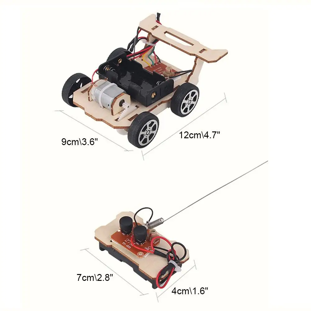 DIY Zdalnie sterowany model samochodu wyścigowego Technologia Ręcznie robione materiały Zestaw eksperymentów naukowych dla dzieci Drewniany plastik