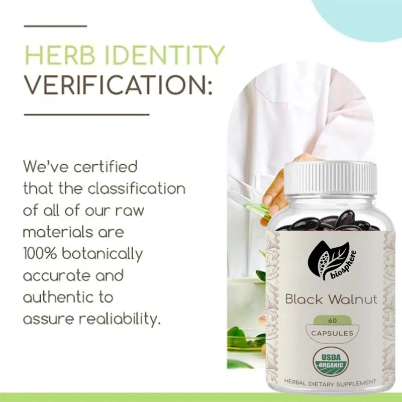Black Walnut Wood Organic Natural Herbal Supplement 60 Capsules - No Artificial Colors Or Flavors