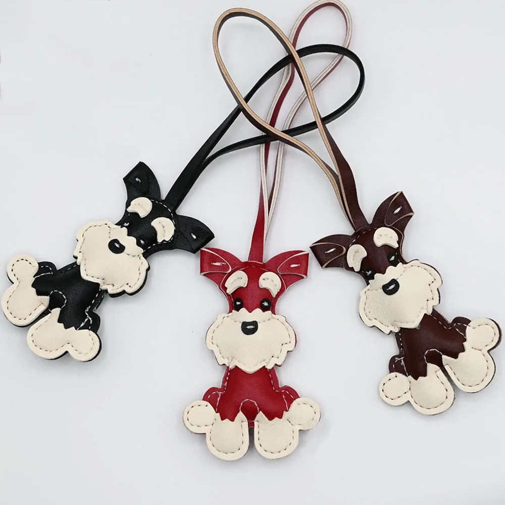 3D Cute PU Leather Dog Keychains For Women Y2k Bag Pendant Creative Car Hanging Ornaments Bag Accessory Key Chains Jewelry Gift