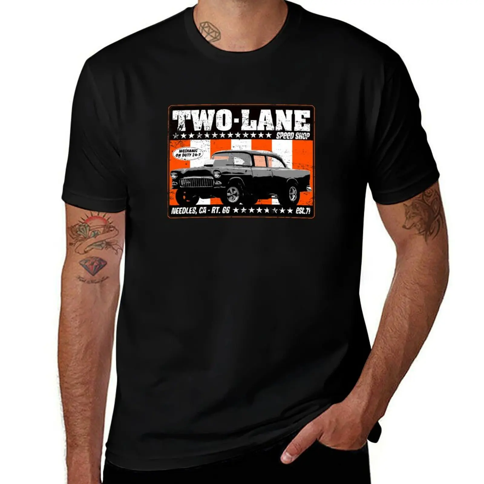 

Two-Lane Speed Shop T-Shirt t shirts for man cotton funny t shirts designer t shirt personalised T-Shirt