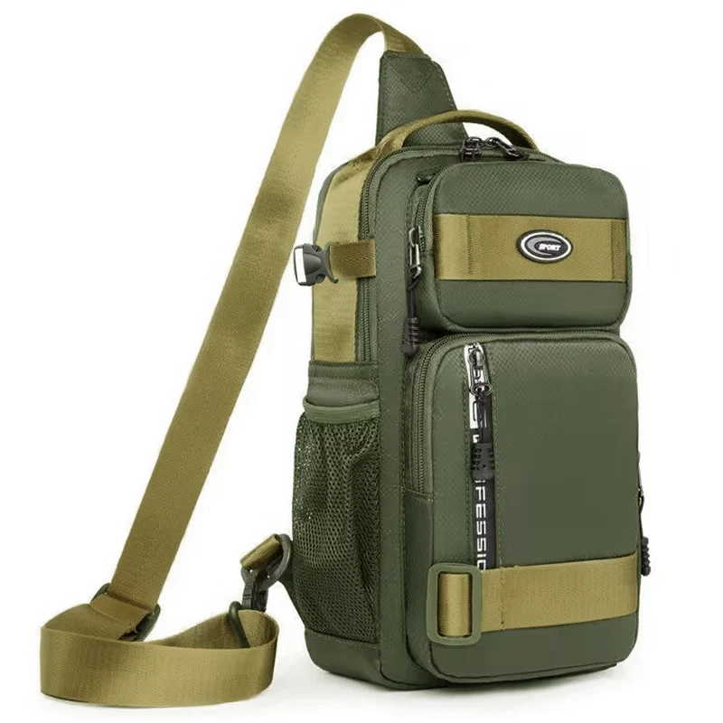 Funktionelle Oxford-Brusttasche mit mehreren Taschen für Herren, Crossbody-Sling-Pack, reißfest, für Radfahren, Wandern, tägliche Freizeitausflüge – Detail 4