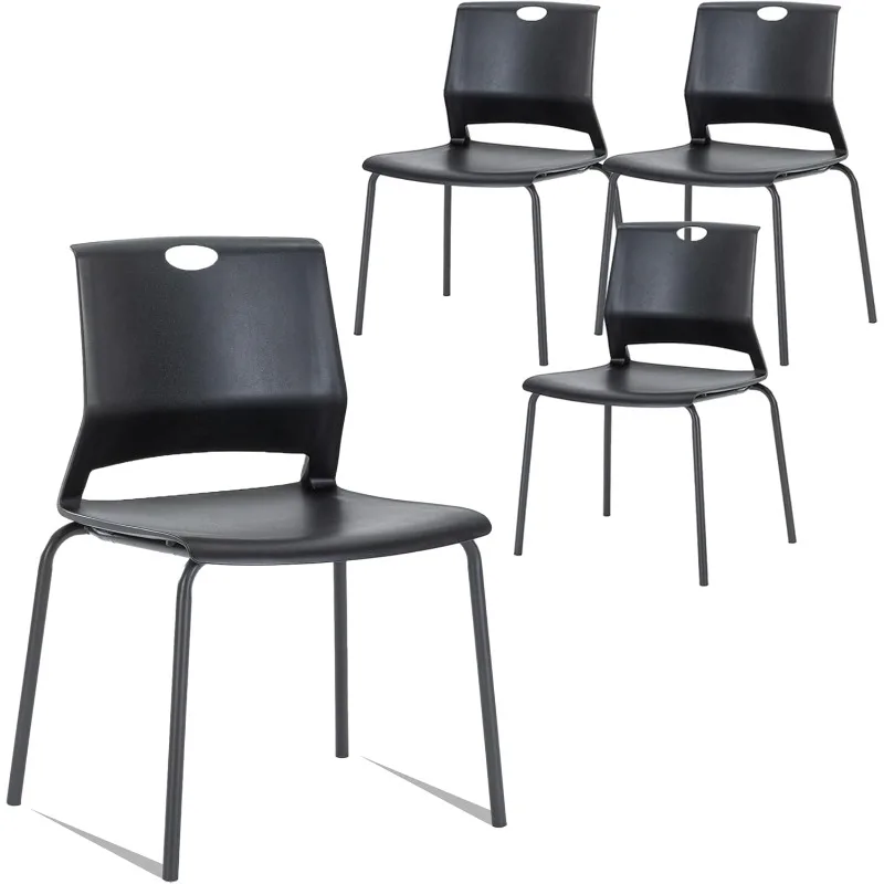 Stacking Chairs, Plasic Waiting Room Chairs Set of 4 Stackable Conference Table Chairs