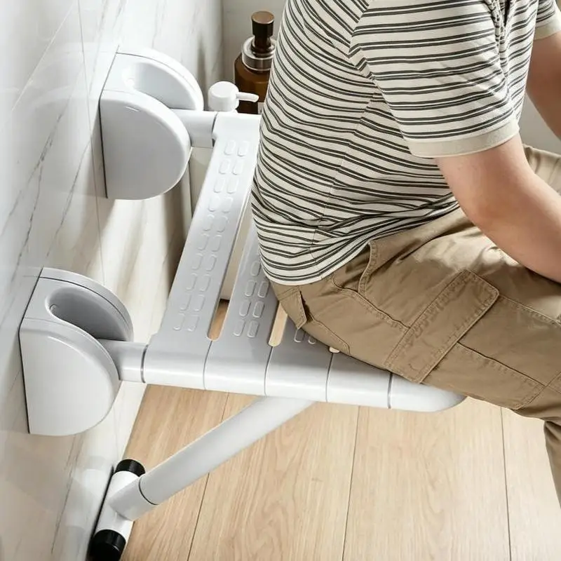 1 Set Dusch- und Badewannenstuhl, rutschfeste Treppe, klappbarer Sitz mit Stützbein, Badezimmer-Toilettenklappstuhl für ältere und behinderte Menschen – Detail 12