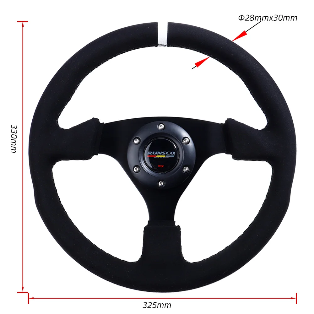 330mm Sport Steering Wheel Flat Suede Car Drift Sim Racing Steering Wheel Control 70mm/PCD 6061-T6