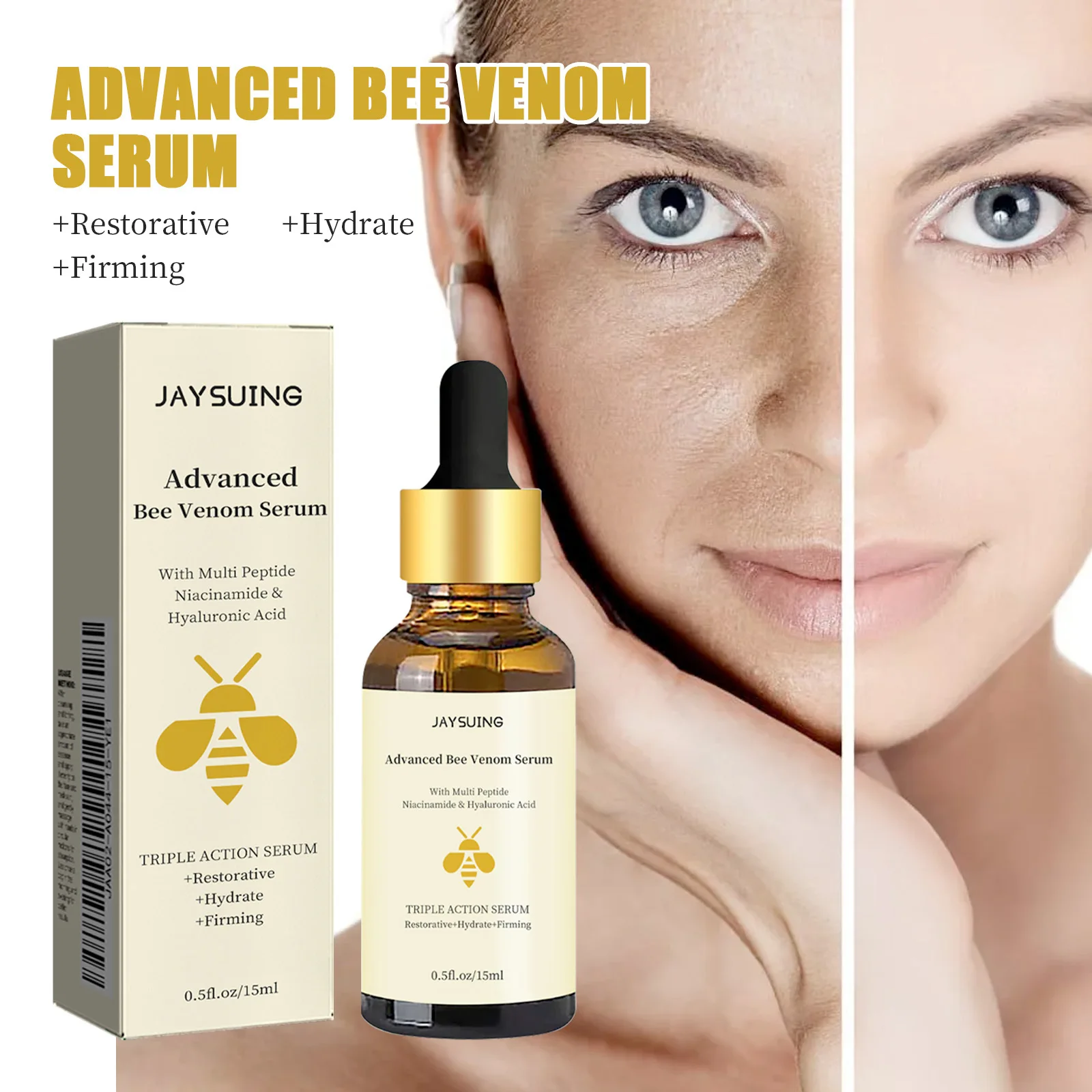 Bee Venom Anti Wrinkle Essence Anti-aging Polypeptide Hyaluronic Acid Essence Can Repair Moisturize and Tighten Facial Skin