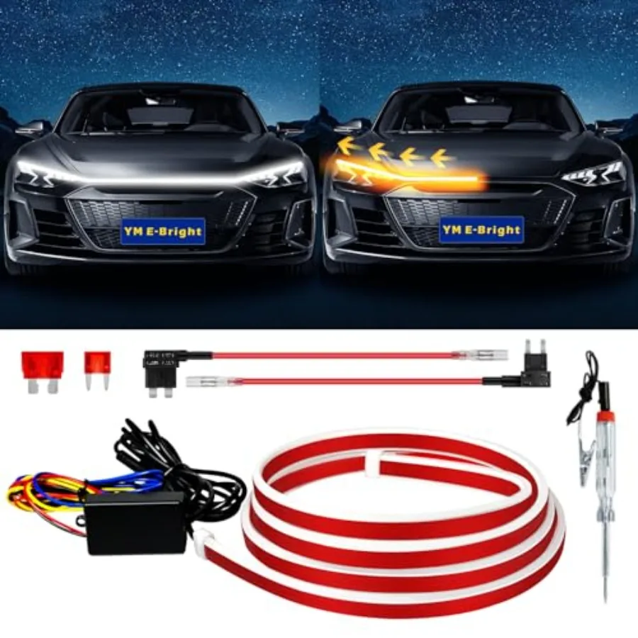 

【Spot goods】Dynamic Scan Start Up Hood Light Strip Sequential Flowing Turn Signal Lights Flexible DRL Daytime Running Car Led L