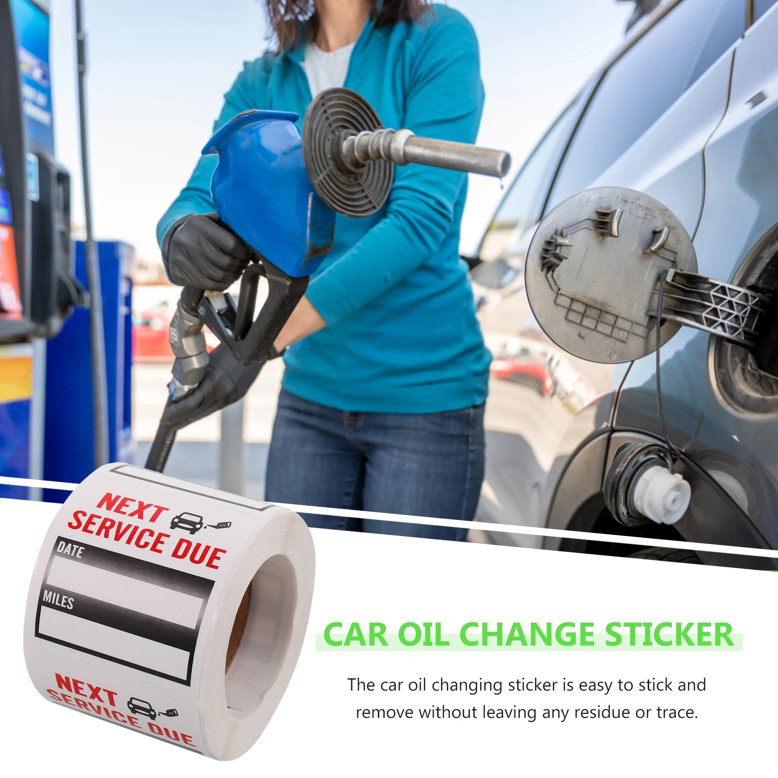 

1 Roll Car Oil Change Stickers Maintenance Label Adhesive Auto Decal For Window Easy Stick Remove No Residue Service Due