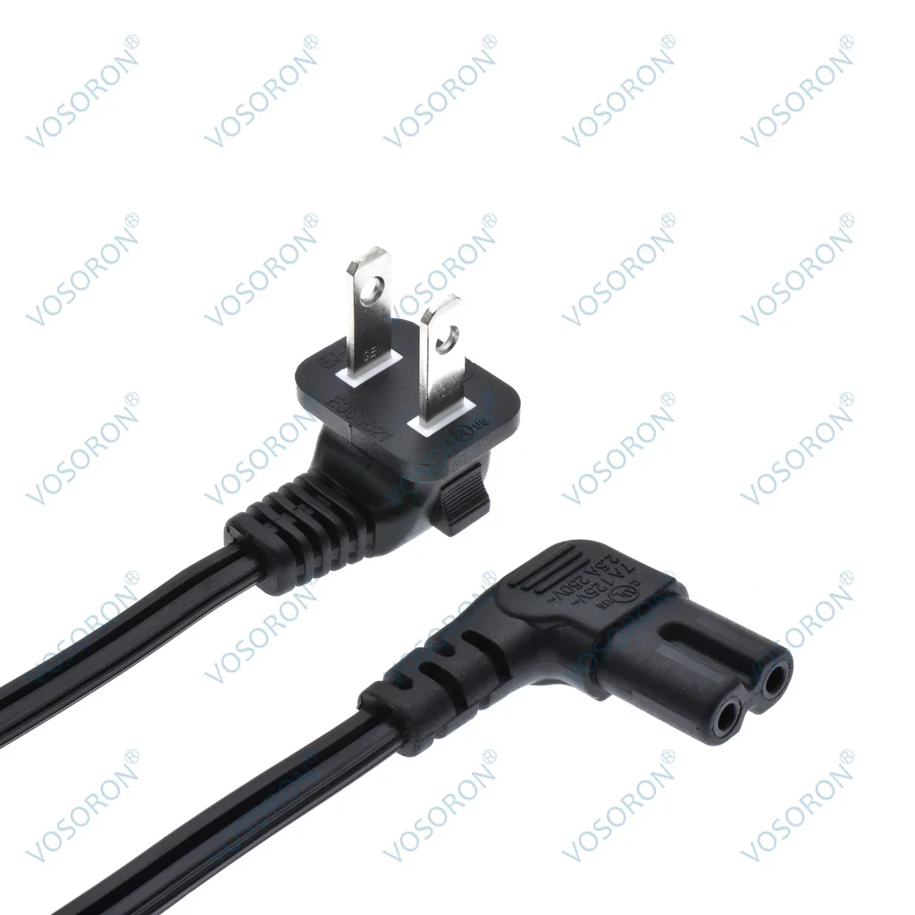 18 awg חנק 2-חריץ שאינו מקוטב כוח AC זווית (iec320 c7 כדי nema 1-15p) עבור פיפיות samed טלוויזיה, PS3 p4