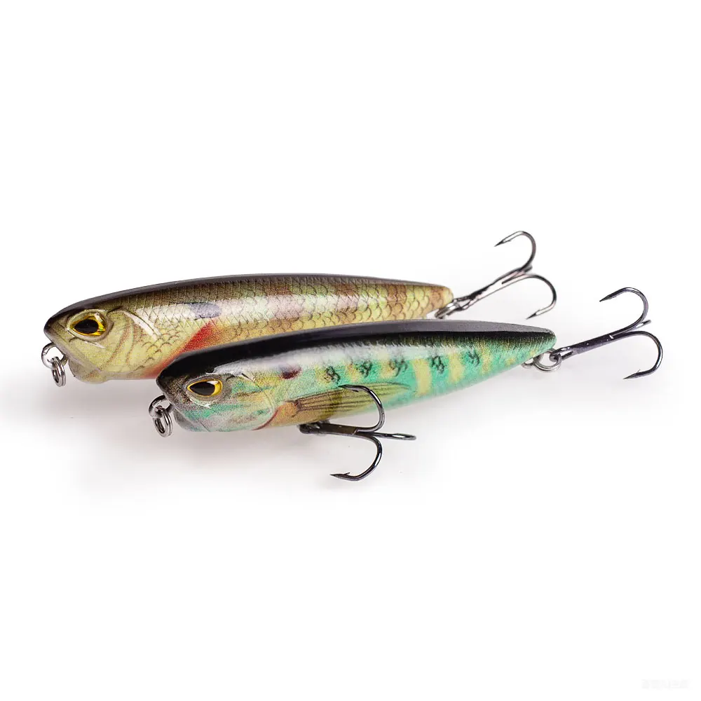 Hanlin Popper 6,5 cm/2,56 Zoll/5,5 g Topwater Baits Walk The Dog Rassel Wobble Angelköder Schwimmendes Hartplastik-Bassgerät