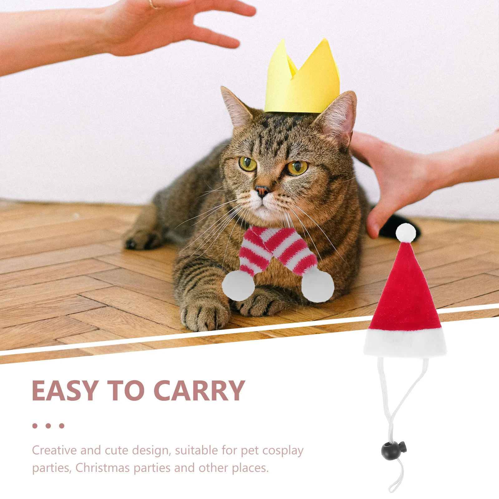 

4Pcs Christmas Pet Hat Scarf Set Small Animal Costume Accessories Holiday Photo Props Xmas Pets Party Decorations
