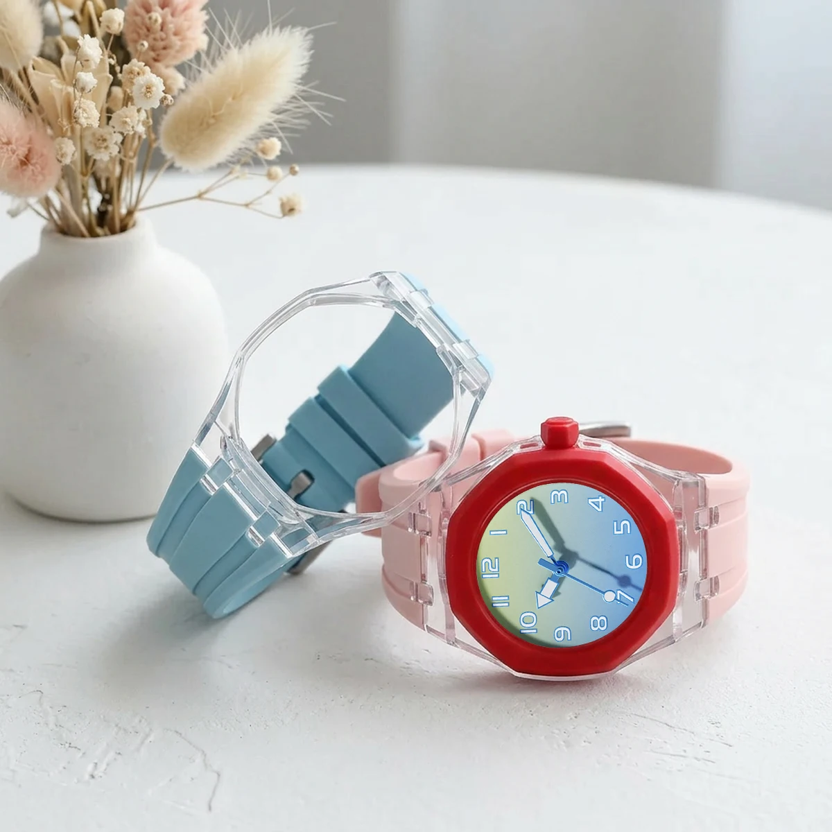 Transparent Glacier Style Modification Kit for Swatch X AP Royal POP PC Watch Case + Rubber Strap Pocket Changer To Wristwatch