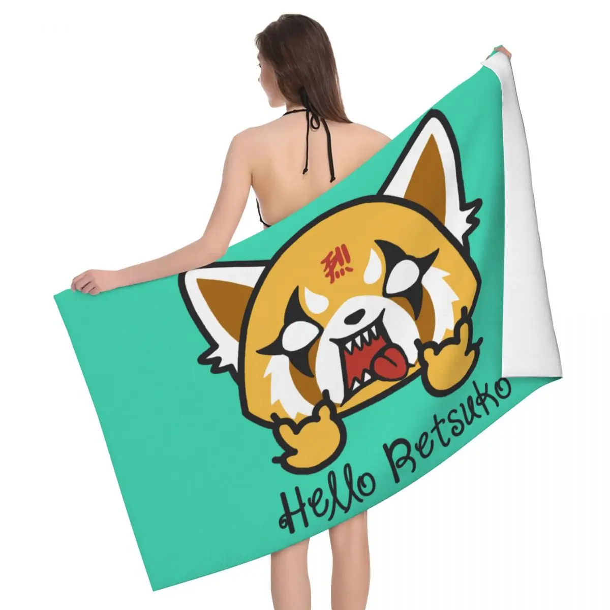 

Customized Quick Drying Microfiber Beach Bath Towel Soft Linen Aggretsuko Aggressive Pool Bathroom Towels