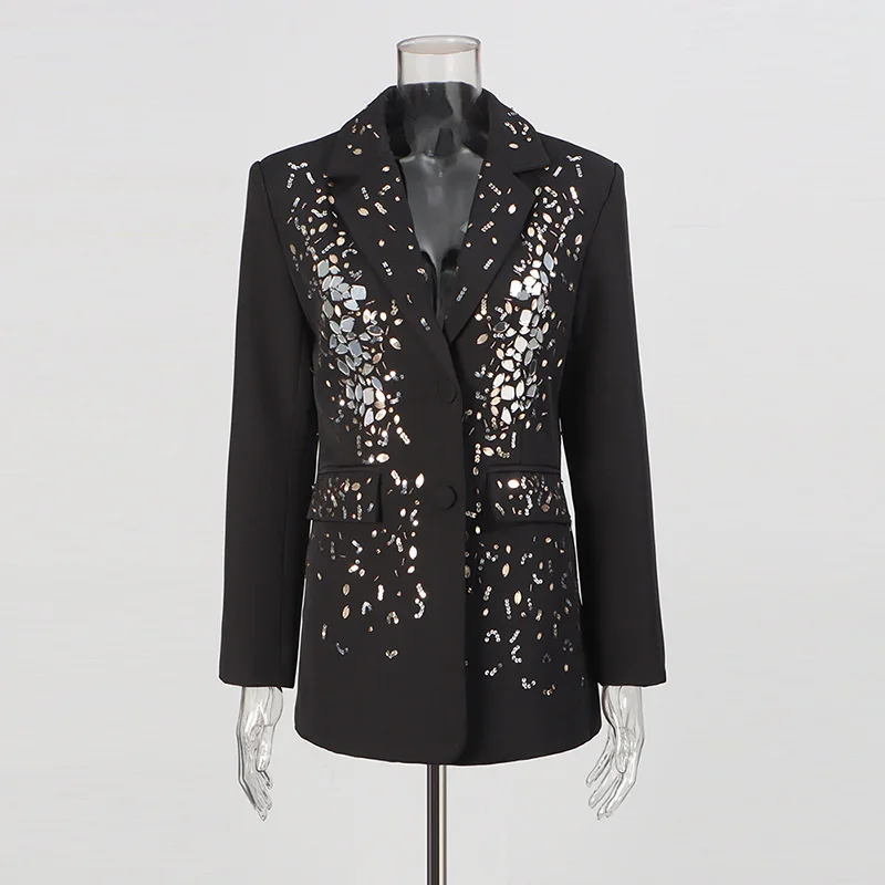 HKSH Autunno Nuove Donne Vestito a Due Pezzi Set Borchiato Diamanti Lucidi monopetto Office Lady Blazer Elegante Pantaloni Alla Moda HK11553