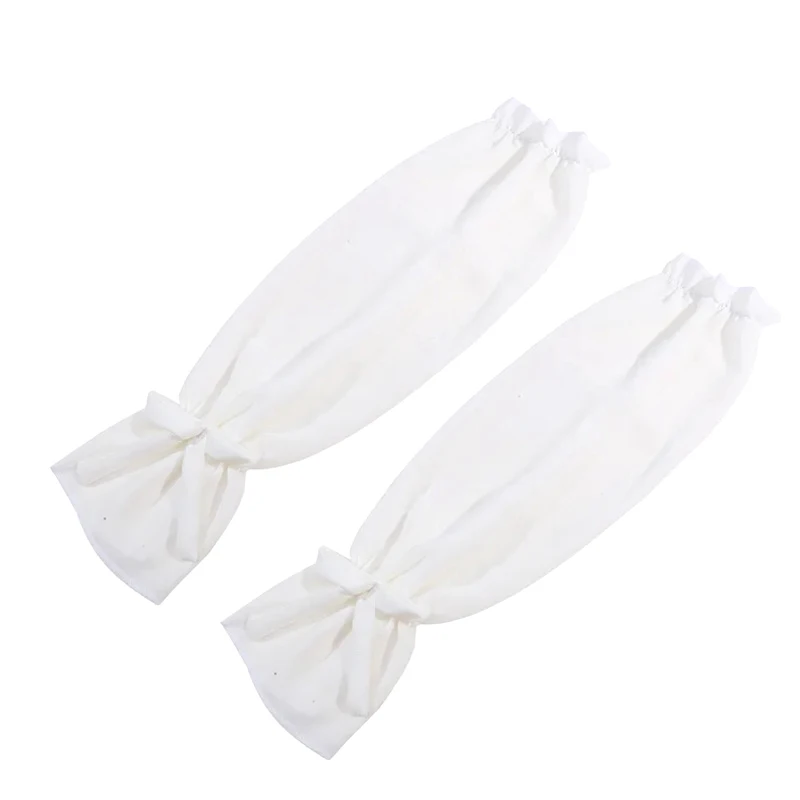 Fashionable Solid Summer Ice Sleeve Women's Sun Arm Cover with Chiffon Bow Accent, Loose Protective Garments