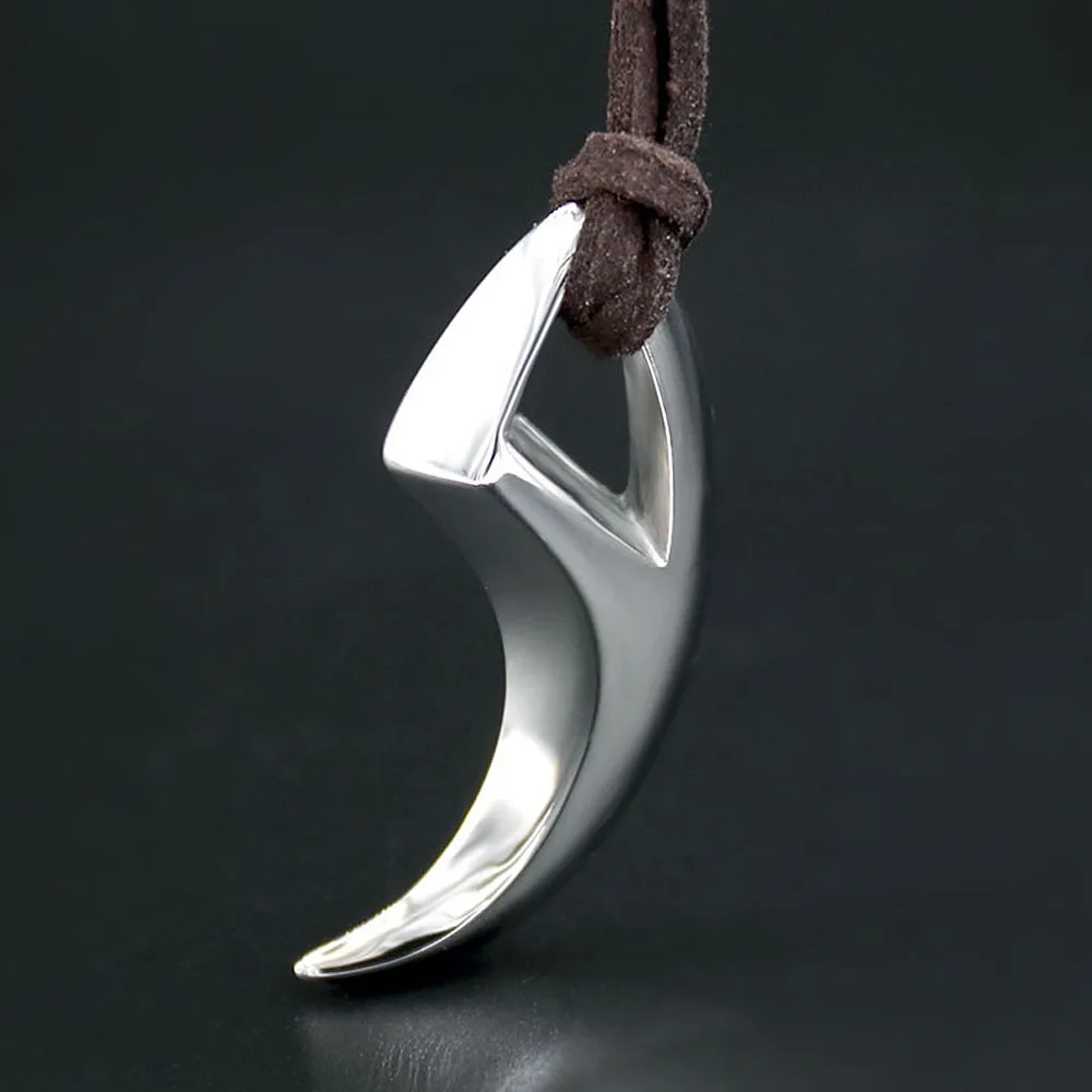 Stainless Steel Viking Wolf Tooth Pendant Necklace Men Women Norse Wolf Tooth Spiked Leather Rope Necklace Jewelry Wholesale