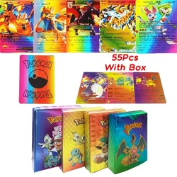 55pcs pokemon bunte Goldfolie karte Charizard Pikachu Arceus Diamant Regenbogen Englisch Französisch Deutsch Spanisch VStar GX VMax Karten