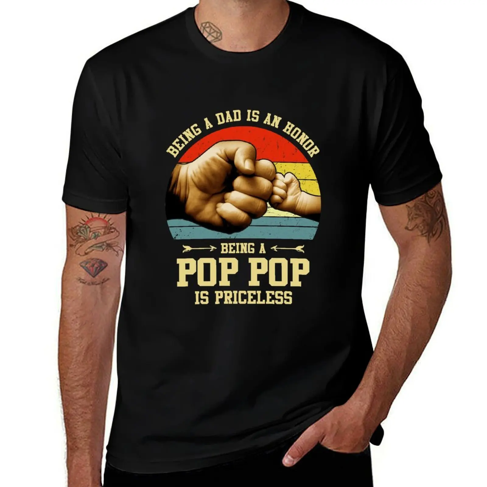 

Vintage Dad Pop Pop Shirt Kid Papa Grandpa Fathers Day T Shirt T-Shirt anime clothes topping anime tshirt men clothings