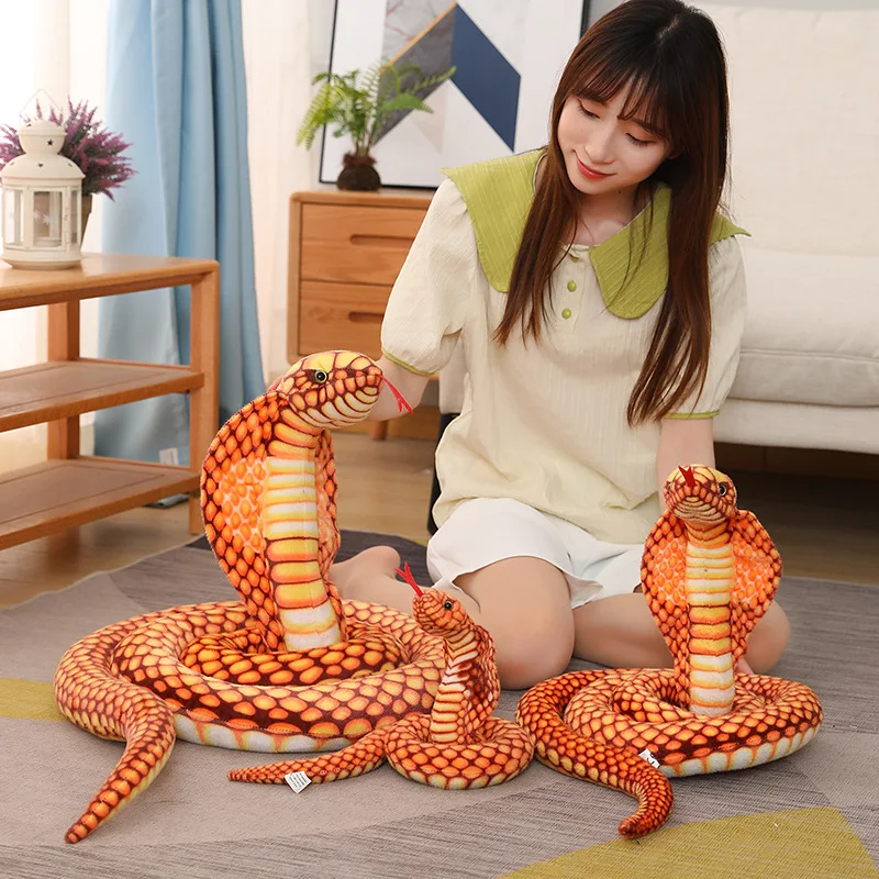 80-240CM Simulated Python Snake Plush Toy Giant Boa Cobra Long Stuffed Snake Plushie Lifelike Doll Children Boys Birthday Gift