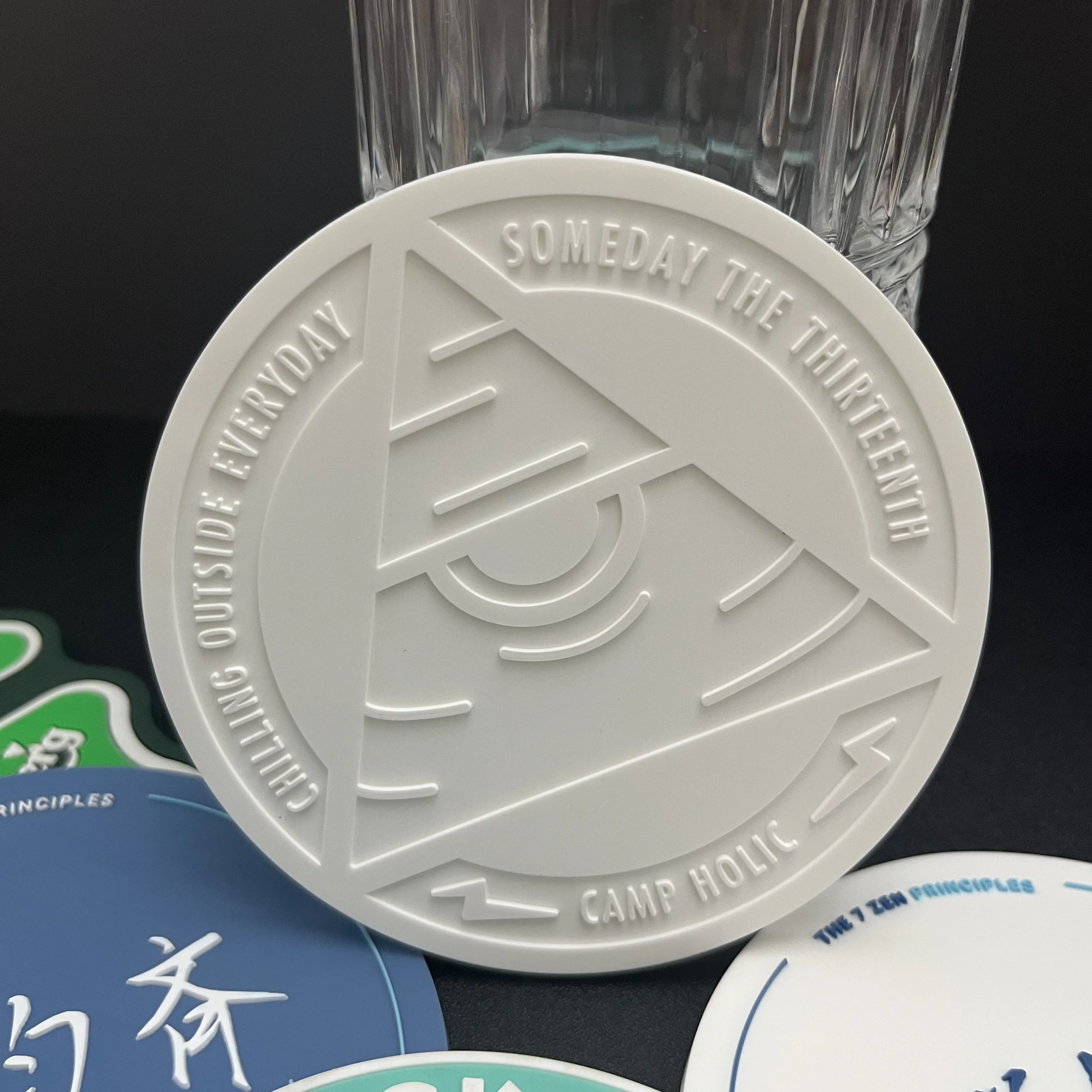 

Wholesale round square silicone coaster custom logo classic style soft rubber beverage mat manufacturer price