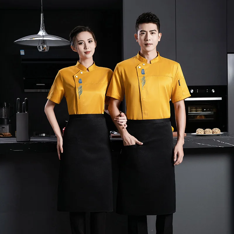 Summer Breathable Chef Workwear For Men Women Catering Teahouse Hotel Kitchen Short Long Sleeve Outfit