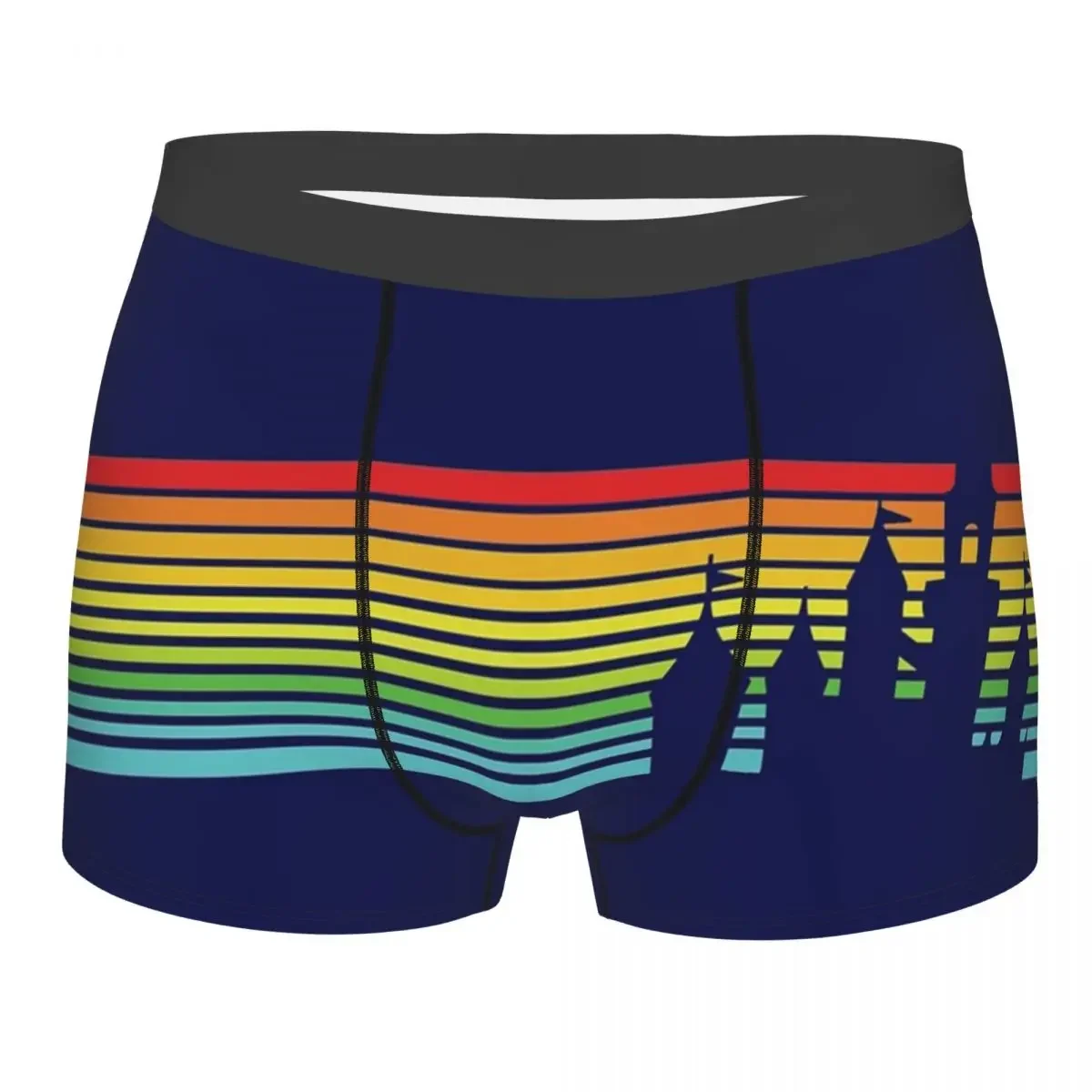 Retro Castle Stripes Men Underwear LGBT Boxer Shorts Panties Fashion Soft Underpants for Male Plus Size