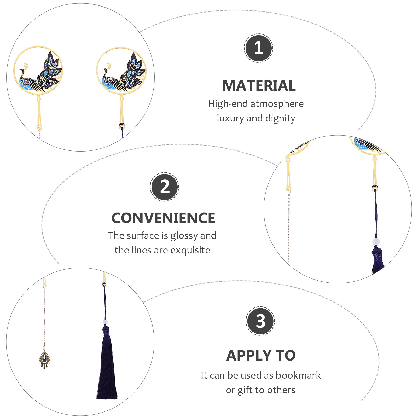 2 قطعة الإشارات المرجعية الطاووس الجمالية المعادن سحر شرابة طالب هدية الزفاف تذكارية المنزل مكتب القراءة قلادة نمط الزخرفية