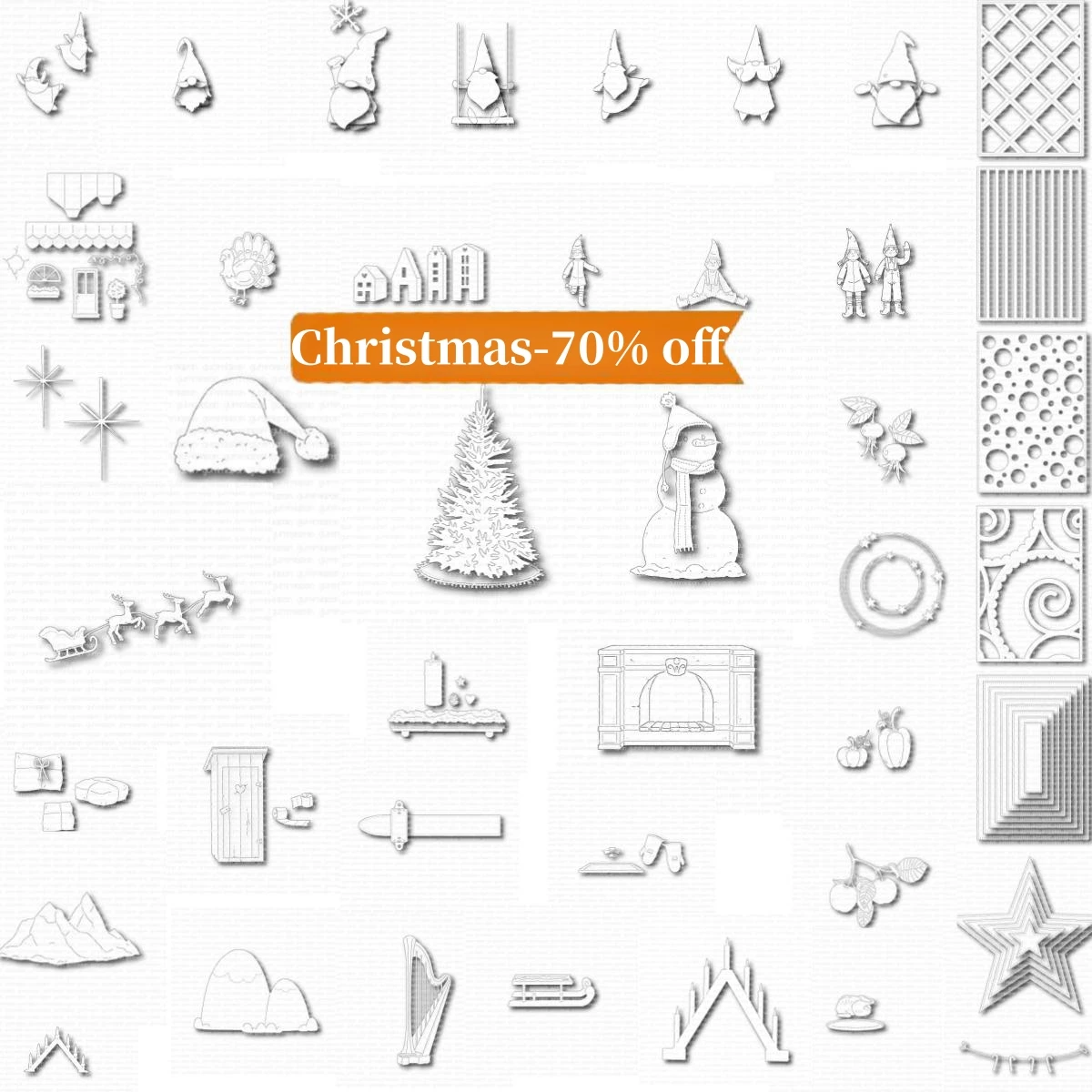 2023 Christmas Gnome Tree Sleigh Background Metal Cutting Die For DIY Scrapbooking Craft Handcraft Gift Card Thanksgiving Turkey