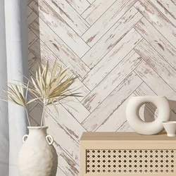 1 roll V-shaped wood grain original wood colour brown art splicing printing thickened moisture-proof wallpaper self-adhesive wat