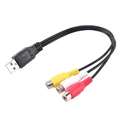 1Pc Usb Male Plug To 3 Rca Female Adapter Audio Converter Video Av A/V Cable Usb To Rca Cable For Hdtv Tv Television Wire Cord