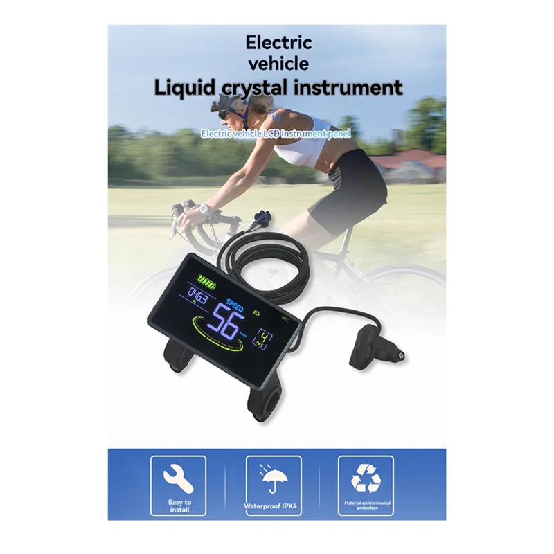

Efficient H6C-SM Electric Bike Meter LCD Colorful Display Screen 24V-60V Electric Scooter Control Panel Speed Power LCD Displa