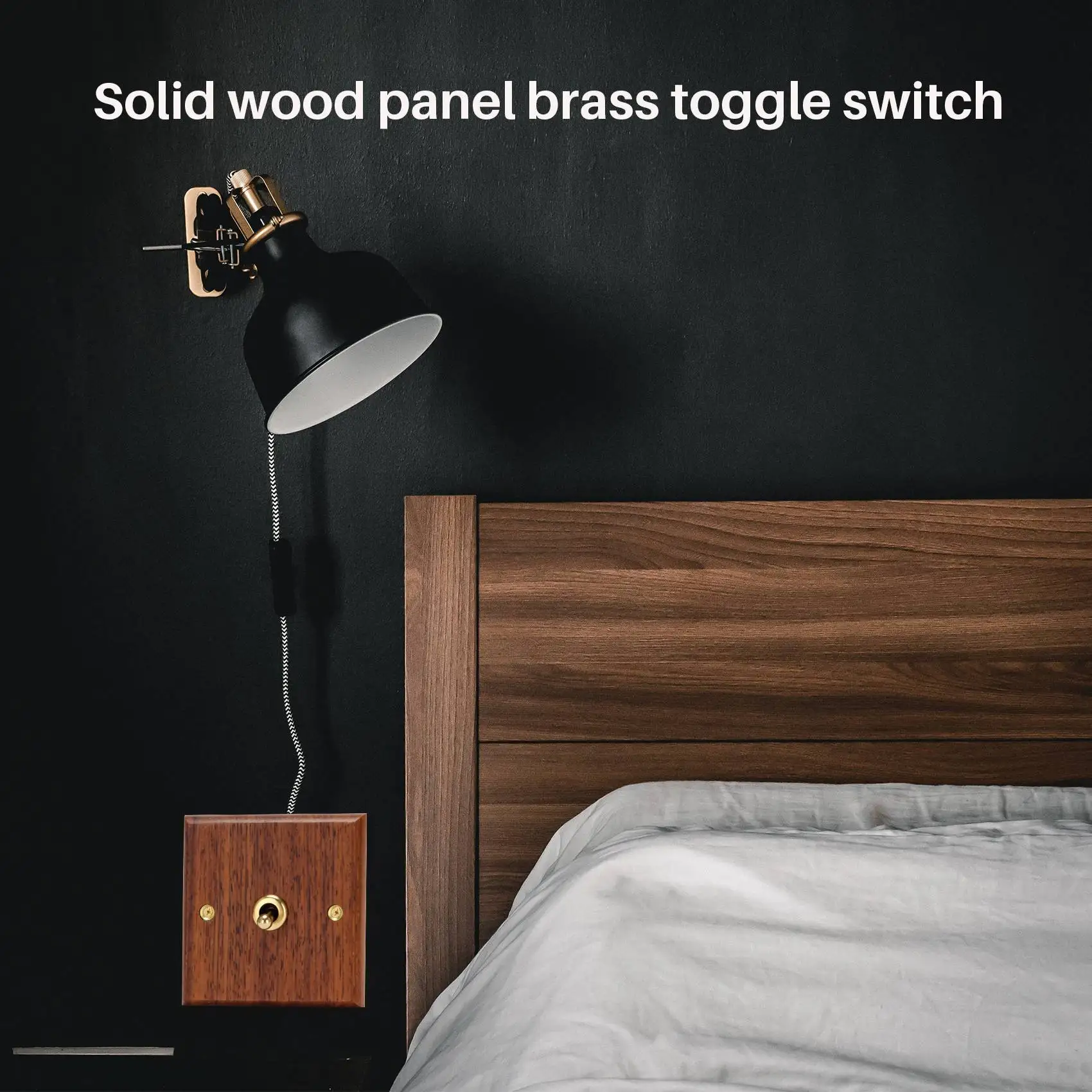 86 Type Solid Wood Panel Switch Wall Light Retro Brass Toggle Switch Wood Grain Electrical Switch Socket 1- Switch