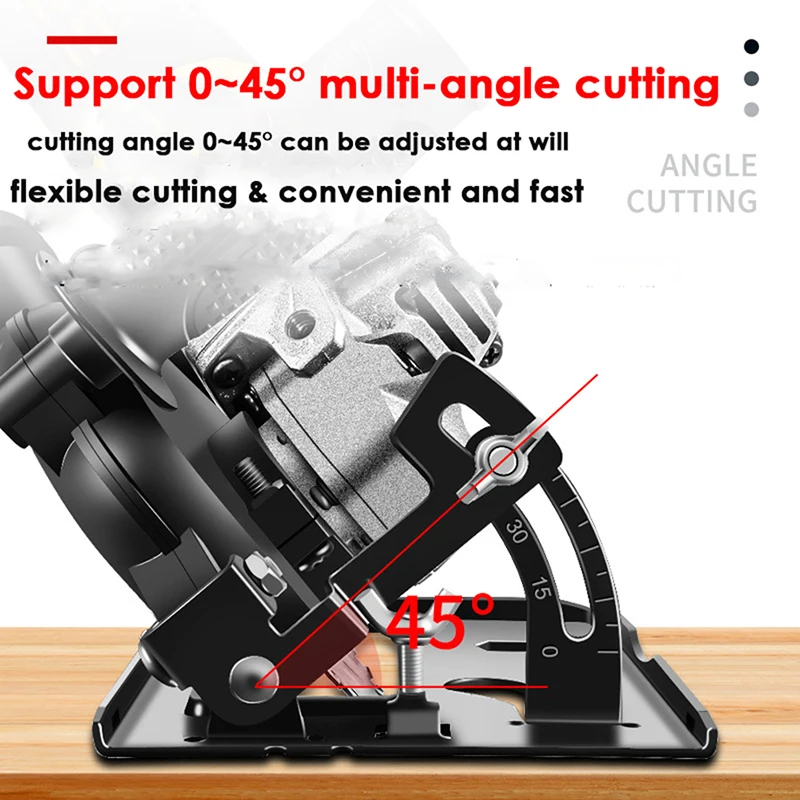 0~45° Angle Grinder Cutting Bracket Holder Support Adjustable Multi-angle Cutting for Angle Grinder Tool with Dust Bag Dust Pipe