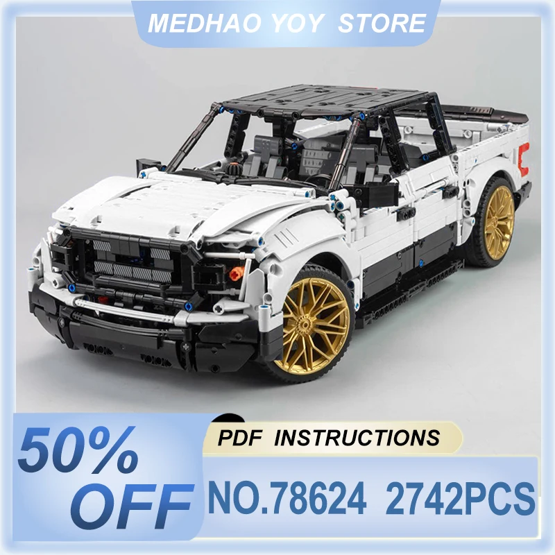 Custom 78624 White Technical Super Pickup Truck Compatible 42115 Model Building Blocks Bricks Puzzle Toys Christmas Gift For Kid