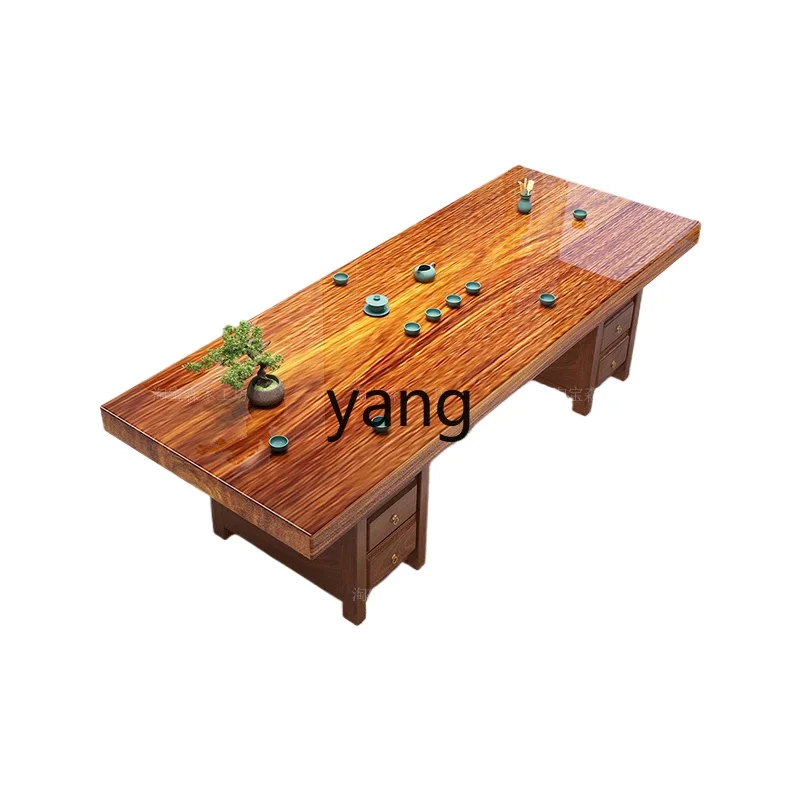 

TGF solid wood large board tea log overall desk walnut home tea table