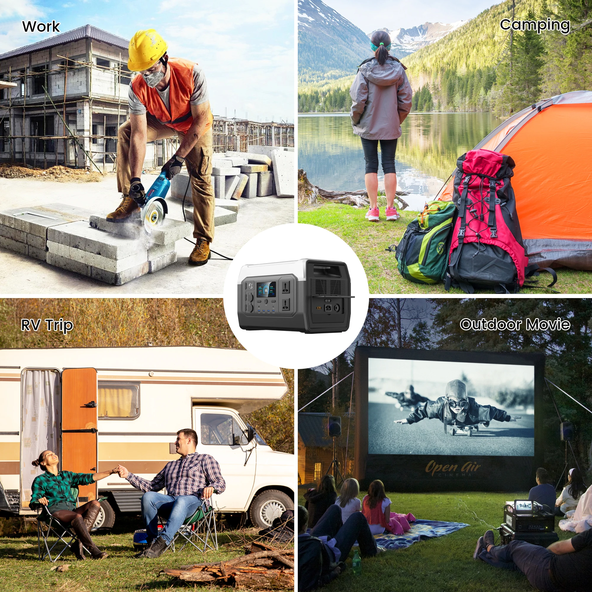 CTOLITY XP1000 1024WH Solar Generator 1600W 110V/1800W 220V Camping Portable Power Station Outdoor Lifepo4 Batteries Emergency