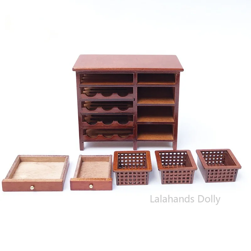 1:12 Dollhouse Mini Simulation Display Cabinet, Wine Cabinet and Bookcase Miniature Model for Dollhouse Furniture Decoration