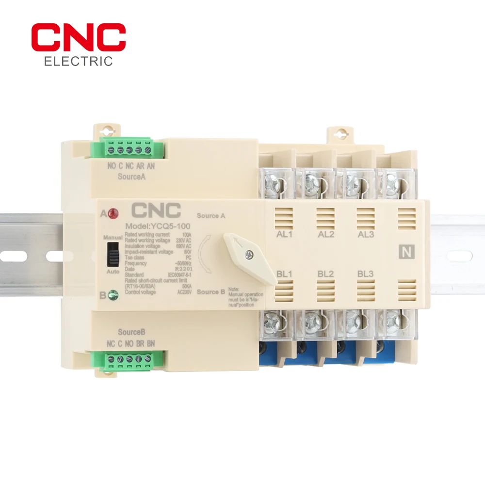 Imagem -04 - Controlador Ininterrupto 63a 100a do Interruptor de Transferência Automática do Poder Duplo do Ats do Cnc Ycq5100 4p