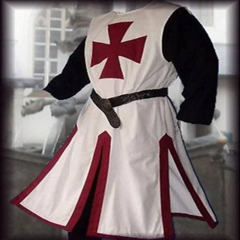 Warriors medievale cavaliere templare crociato Costume per uomo adulto abito camicia Top Cross Tabard Surcoat tunica vestiti 3XL 4XL 5XL