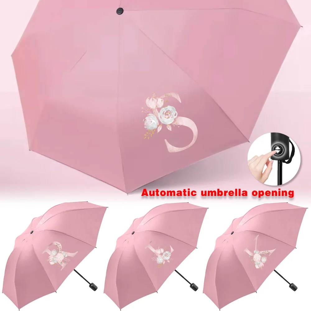 

Sunshade Sunscreen Rain Umbrellas UV Automatic Umbrella Cute Print Outdoor Picnics Hiking Tours Travel Essentials Pink flower