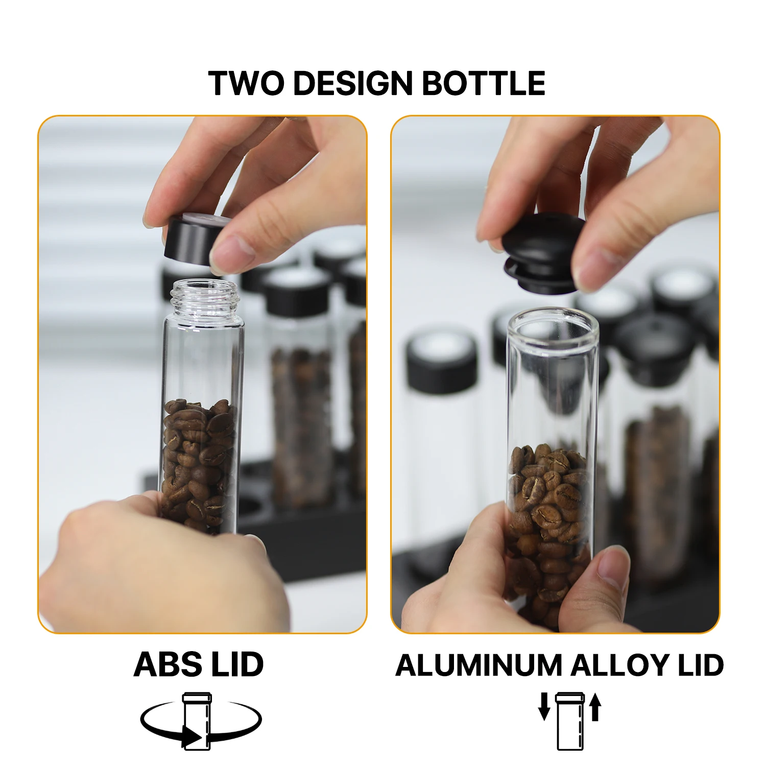 Coffee Beans Storage Container Display Rack Walnut Tea Tube Bottle Glass Espresso Coffee Accessories Tool Barista Coffeware Sets