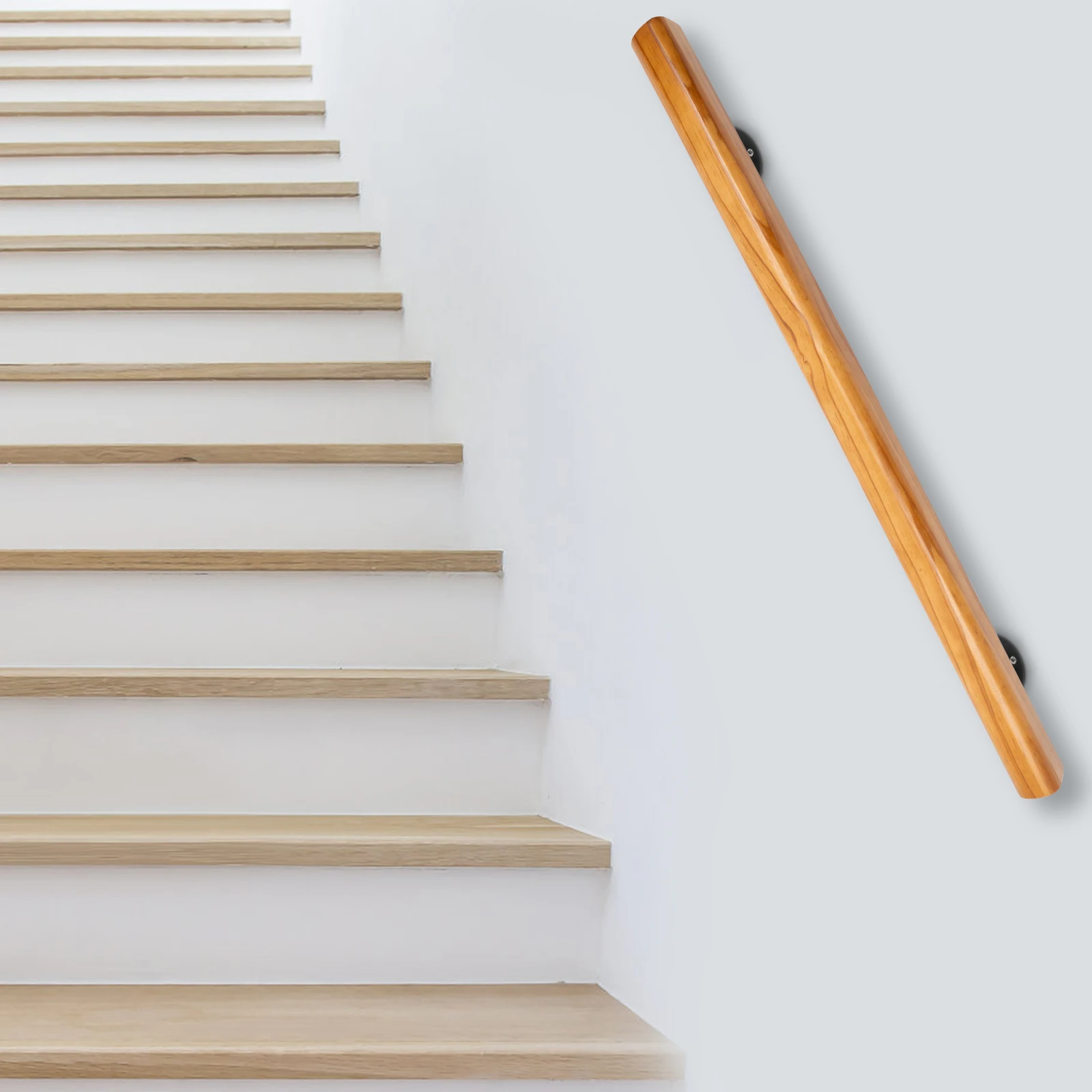 Solid Wood Handrails, 2.36in Thick, Anti-Slip Design, Strong and Stable (220 lbs Load Capacity), Easy to Install, Safe for