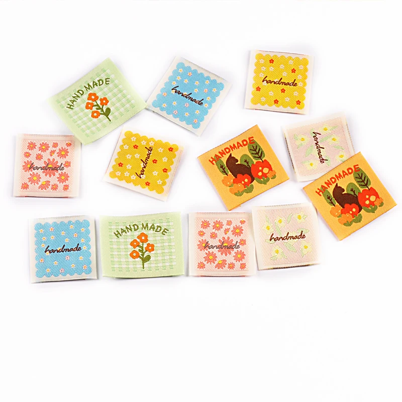 30pcs 33-41mm Colorfull Mix Flower Pattern Labels For DIY Clothes Bag Decoration Delicate Sewing Accessories Without Gum cp4179