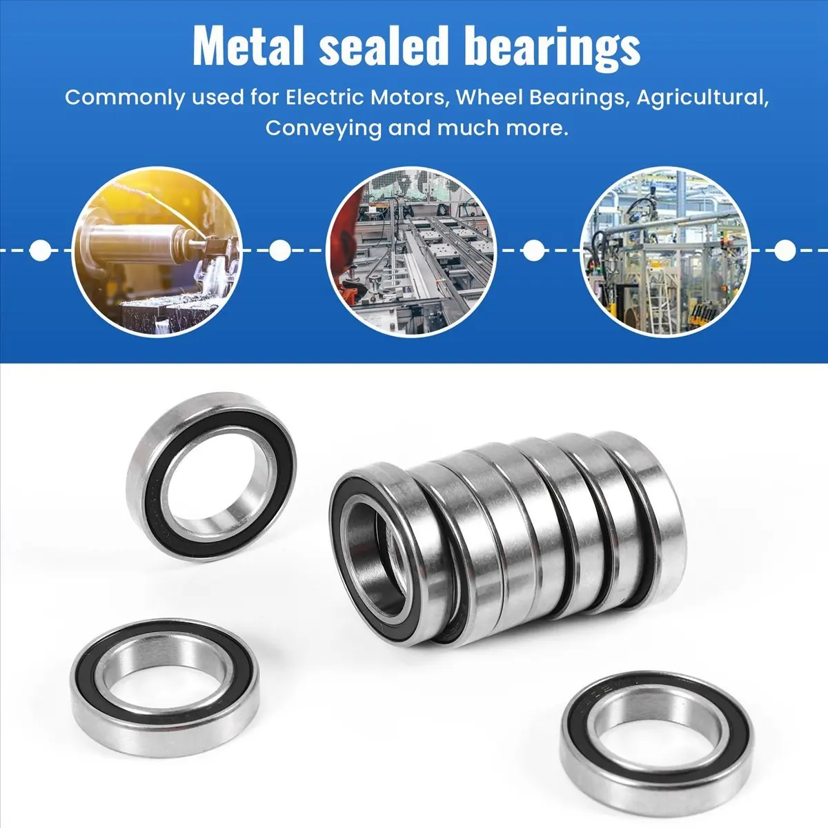 DT17 10Pcs 6802-2RS Metal Shielded Sealed Deep for Groove Ball Bearings 15x24x5mm for Motors