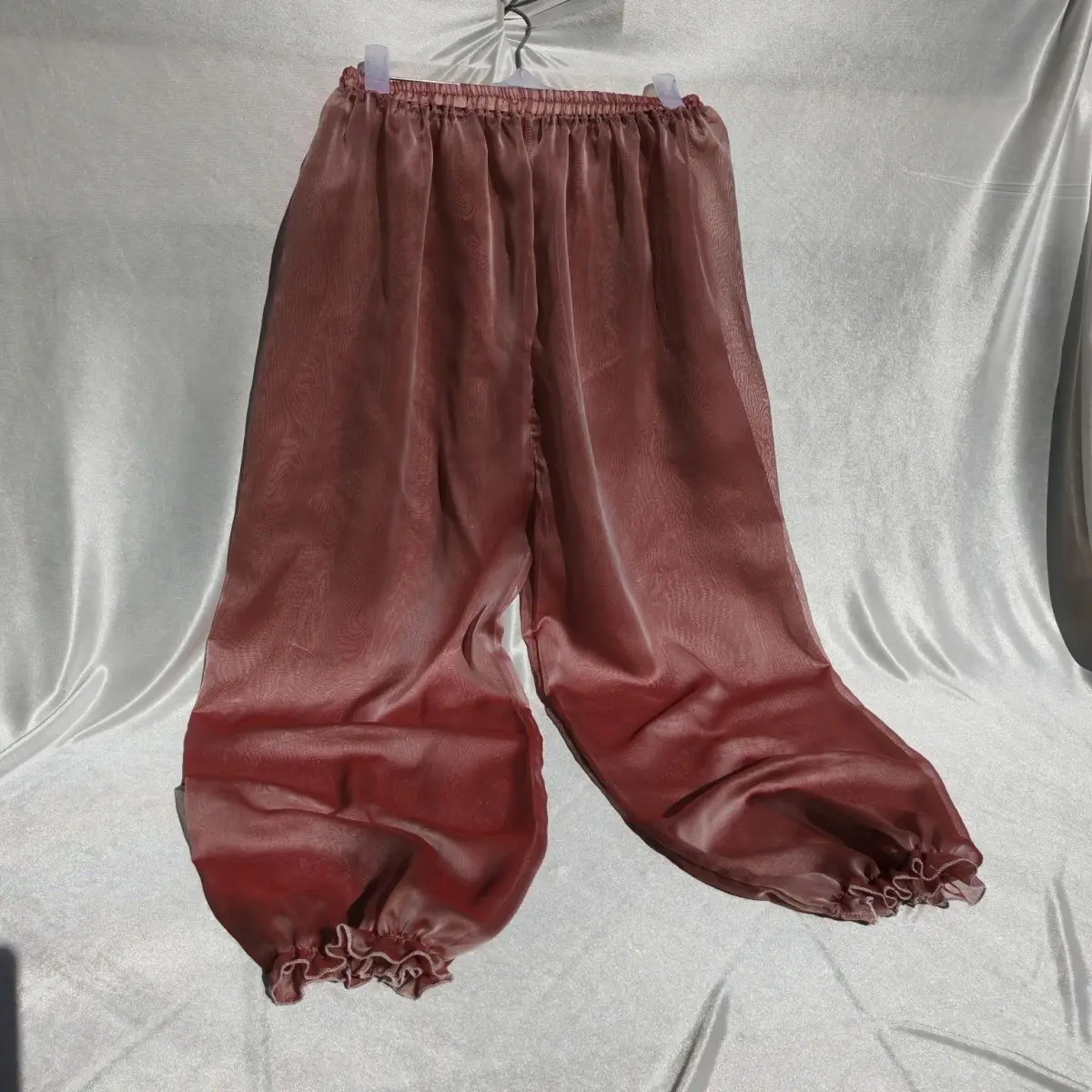 

Glossy unisex mesh see through lantern women trousers men loose sleeping plus size pants