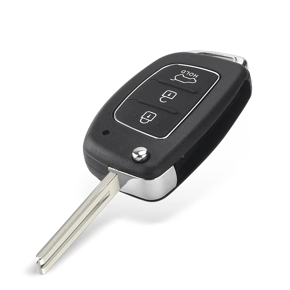 KEYYOU-Flip dobrável caso remoto Shell chave do carro, 3 botões, apto para Hyundai Santa Fe 2014, Solaris, IX35, IX45, ELANTRA, HB20, Verna