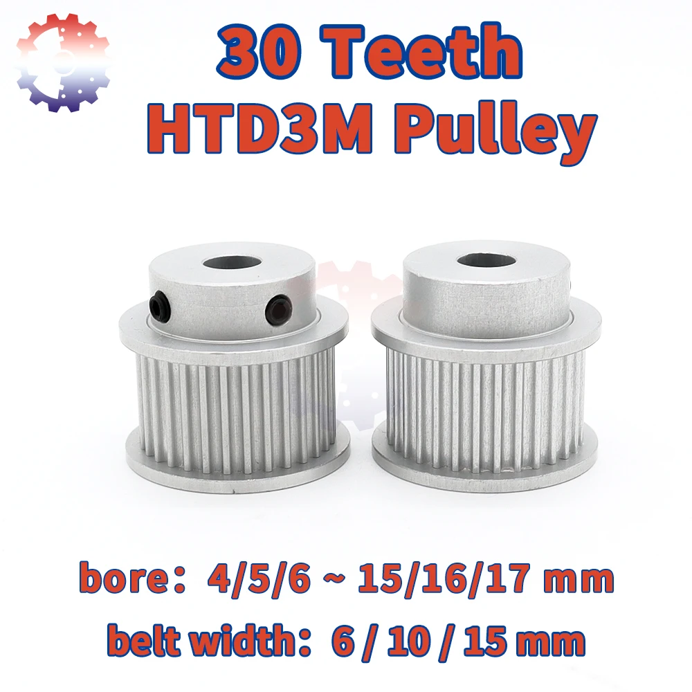 

HTD3M 30teeth Pulley 3M Timing Pulley Bore 4/5/6/8~17mm Belt Pulley Width 6/10/15mm HTD 3M Synchronous Wheel 30Teeth 30T Pulley