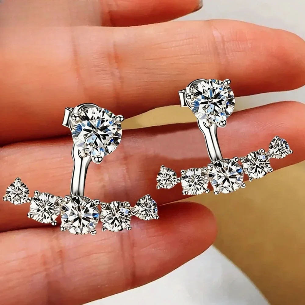 

4.6cttw Full Moissanite Drop Earring for Women GRA Certified 925 Sterling Silver Double Wearing Detachable Earcuff Party Jewelry