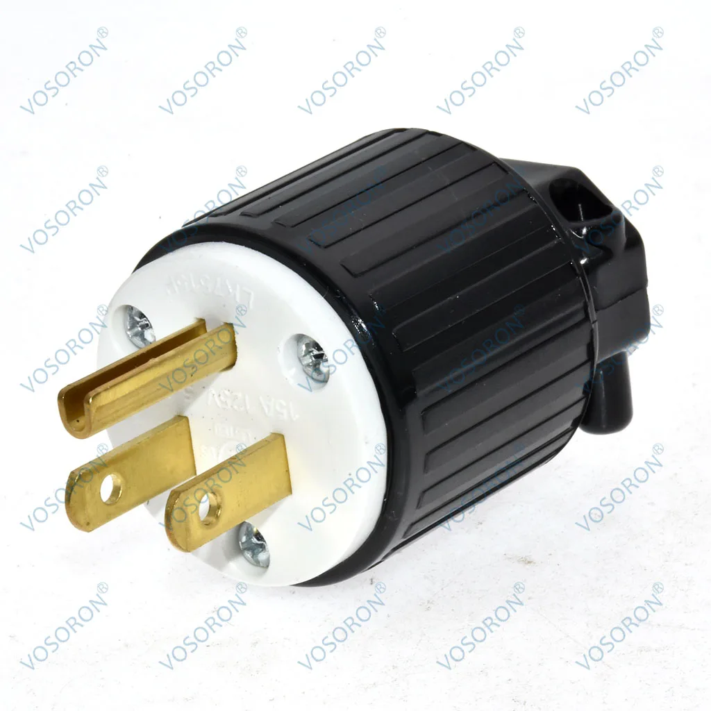 Nema 5-15P 15A 125V AC Plug, [UL CUL] Easy Assembly USA Canada Male DIY Rewirable