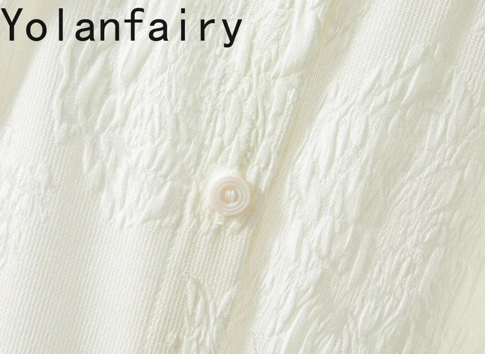 YOLANFAIRY 93% قميص حريري التوت الحقيقي للمرأة قمصان صيفية أنيقة بأكمام طويلة وياقة واقفة قمصان نسائية فضفاضة Dames